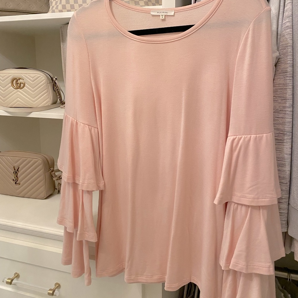 Medium light pink blouse with sleeve detailing
